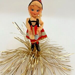 Vintage Christmas Tree Ornament Kitchi Holiday Decor Topper Girl Red Hood Book